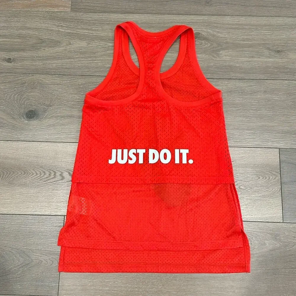 NIKE Light Crimson Red Mesh Overlay Active Gym‎ Running Workout Tank Top Size XS